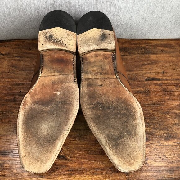 Brooks Brothers Mens Size 12 Brown Slip On‎ Dress Shoes Monk Strap Gold Buckle - Picture 9 of 10